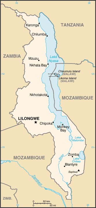 Malawi political map Malawi political map
