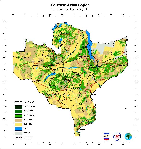 Southern Africa crop use map Southern Africa crop use map