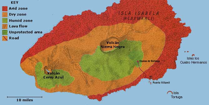 Map of southern Isabela Island