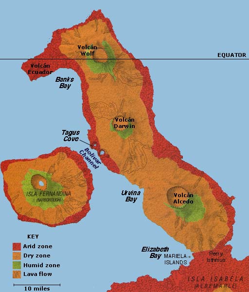 Image of Galapagos northern Isabela Island map Image of Galapagos northern Isabela Island map